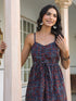 Navy Blue Pure Cotton Ethnic Motifs Printed A-line Kurta Pant Set